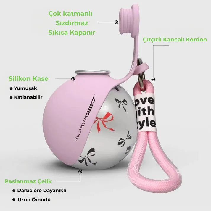 Luvelis 2'si 1 Arada Taşınabilir Su Şişesi - Sızdırmaz & Paslanmaz